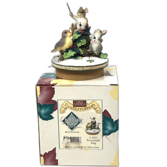 Fitz and Floyd Charming Tails Candletoppers #2002 Everybody Sing w/ Original Box - Picture 1 of 13